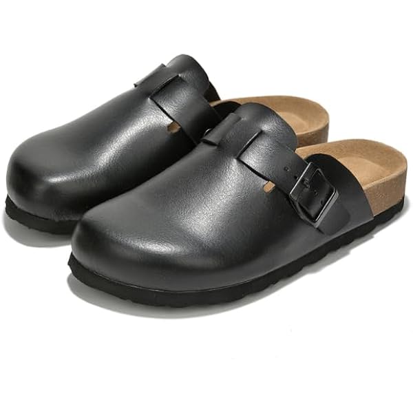 Amazon.com | Birkenstock Men?s Boston Black Leather Sandals 40 EU